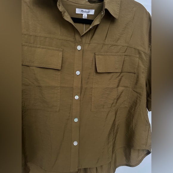 Madewell green cropped button down shirt - Picture 2 of 4